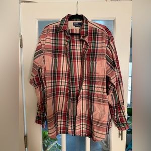 Polo by Ralph Lauren plaid flannel button down shirt, pink and green, size XL